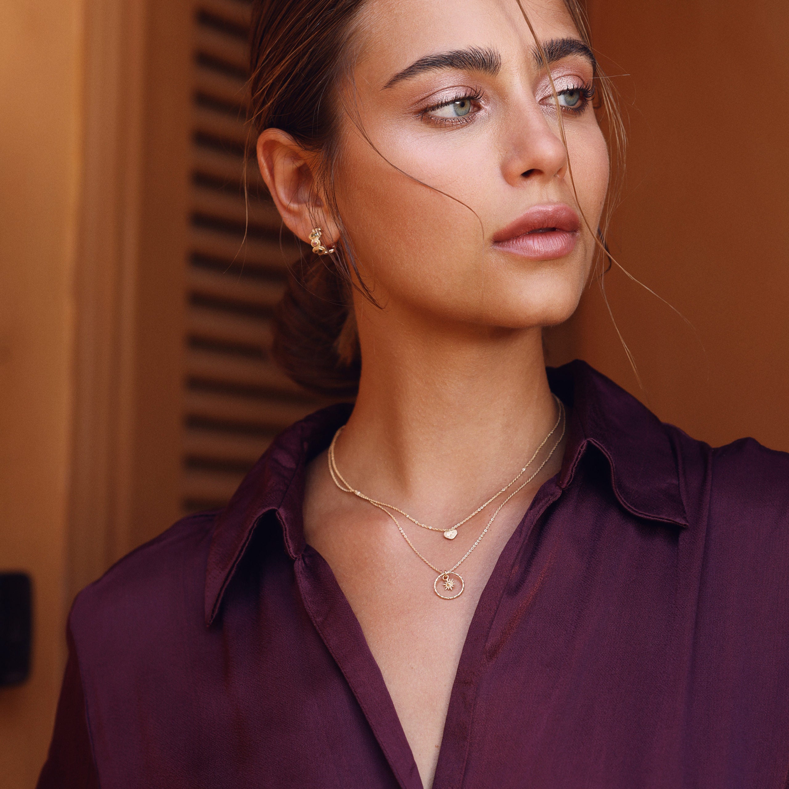 Collier doré Solana soleil - Bijou porté