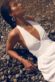Collier double doré Tara chaînes miroirs - Bijou porté