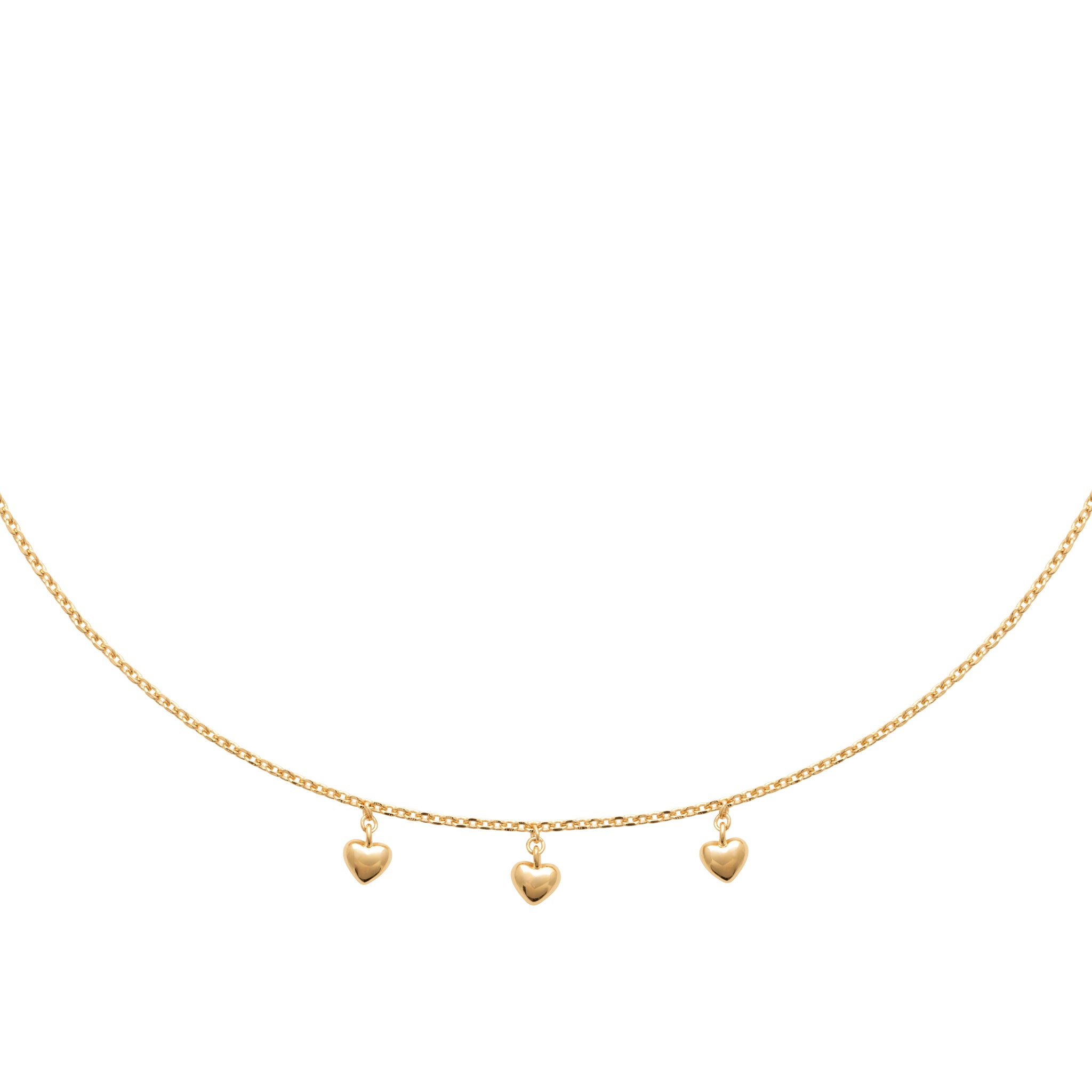 Collier doré Marilou orné de pendentifs en forme de cœur - Bijou photohgraphié sur fond blanc
