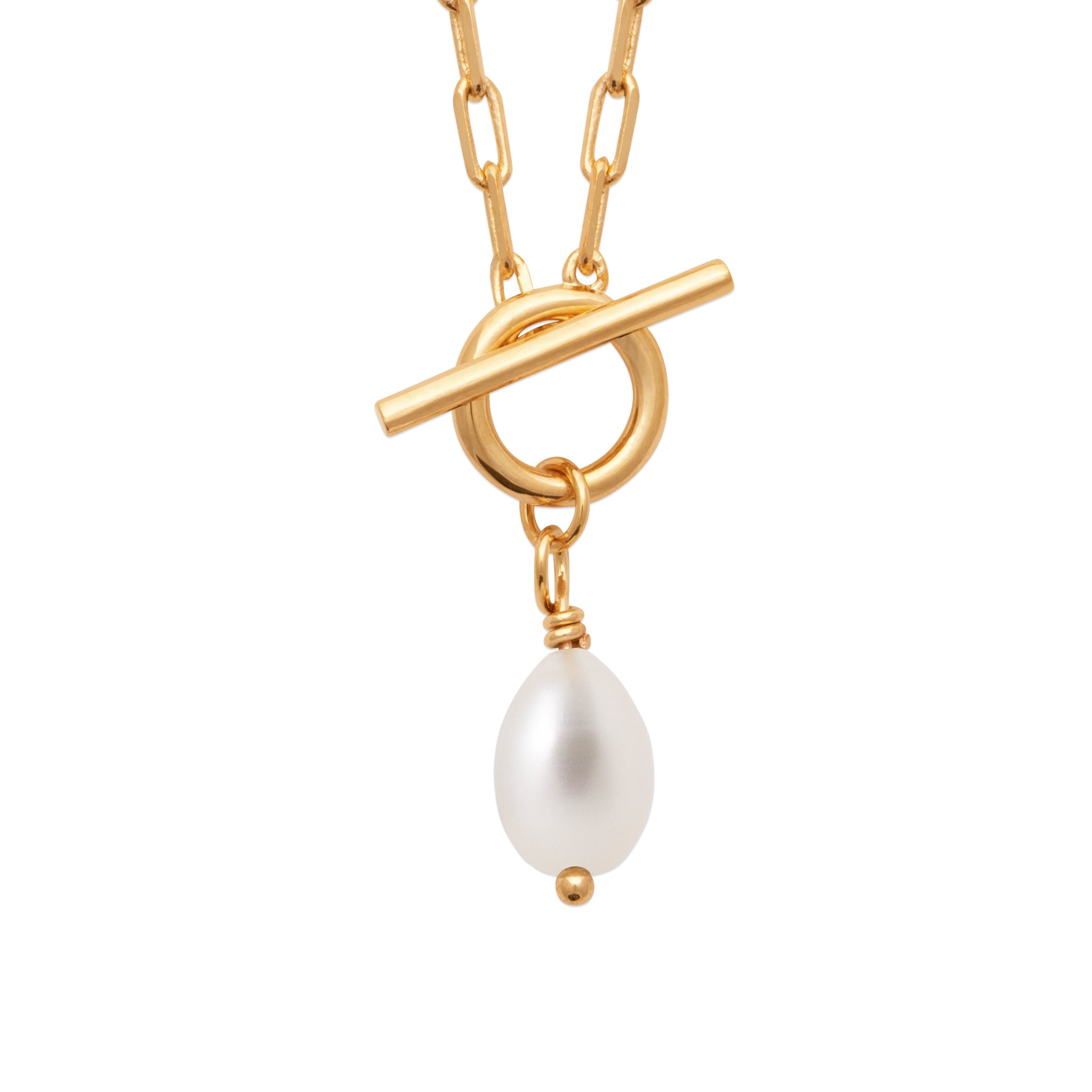 Collier maille doré Avaha avec anneau et pendentif nacre - Bijou photographié sur fond blanc