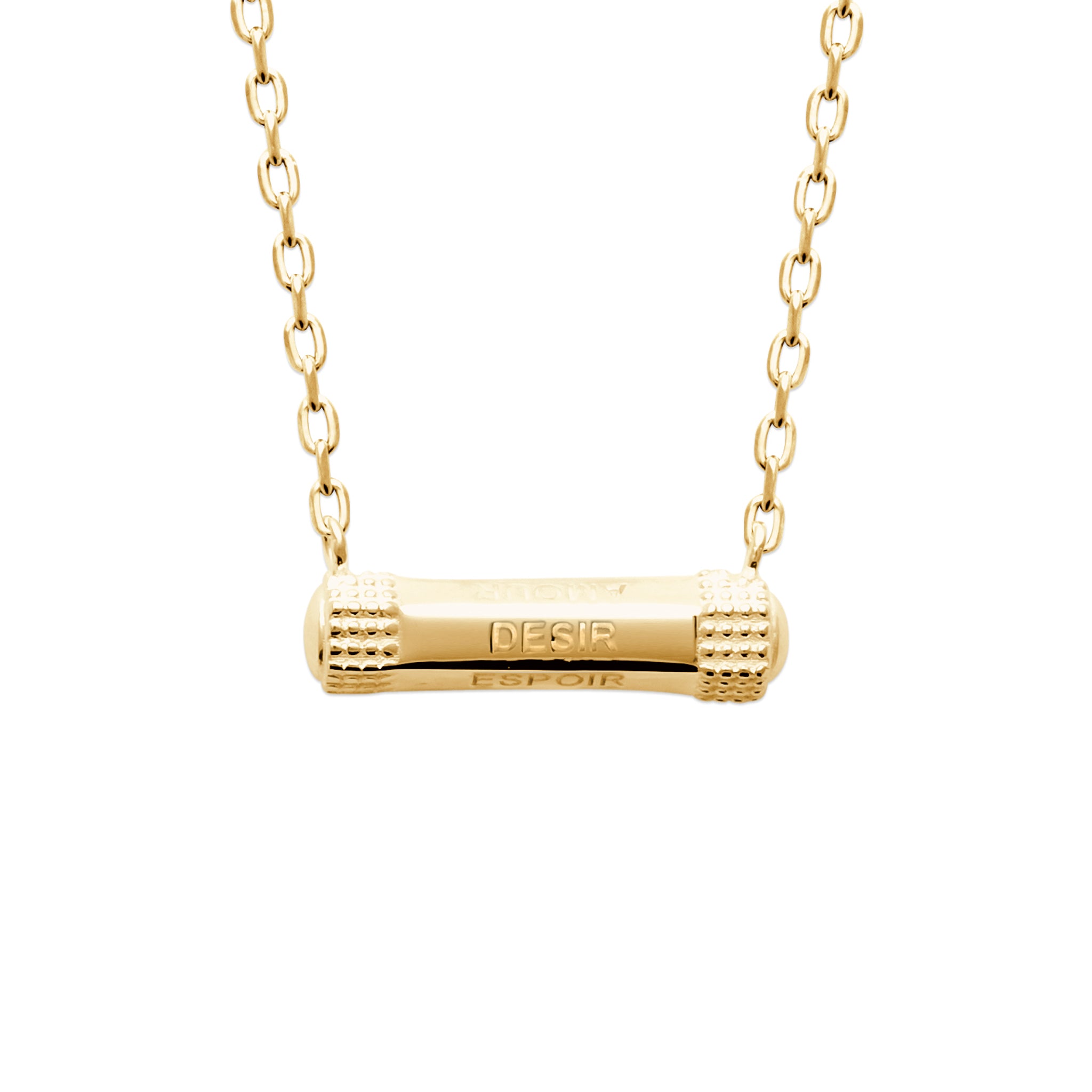 Collier doré talisman Basma - Bijou photographié sur fond blanc