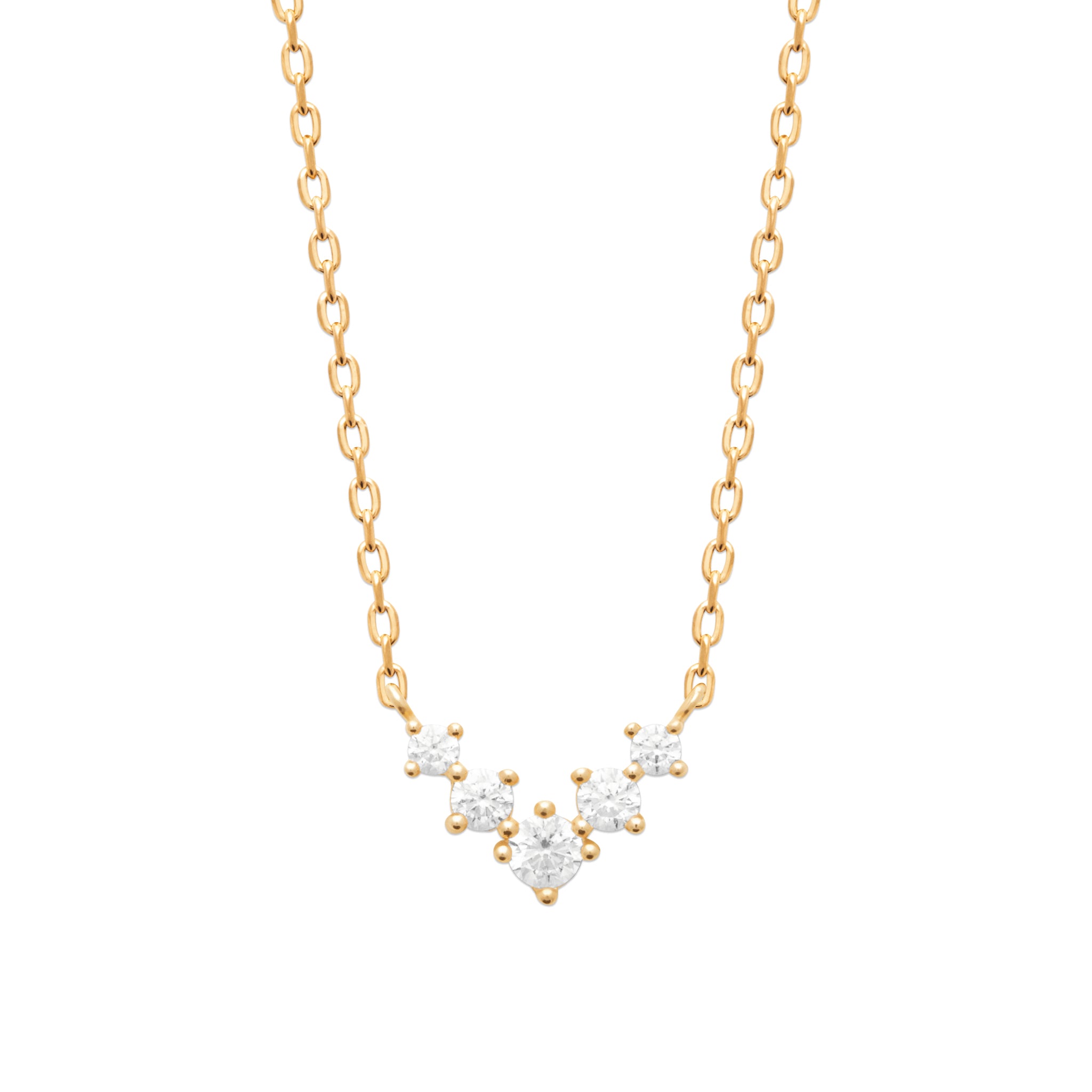 Collier doré Madysson en plaqué or avec pendentif contemporain, collection Chloé Rose Genève - Bijou photographié sur fond blanc