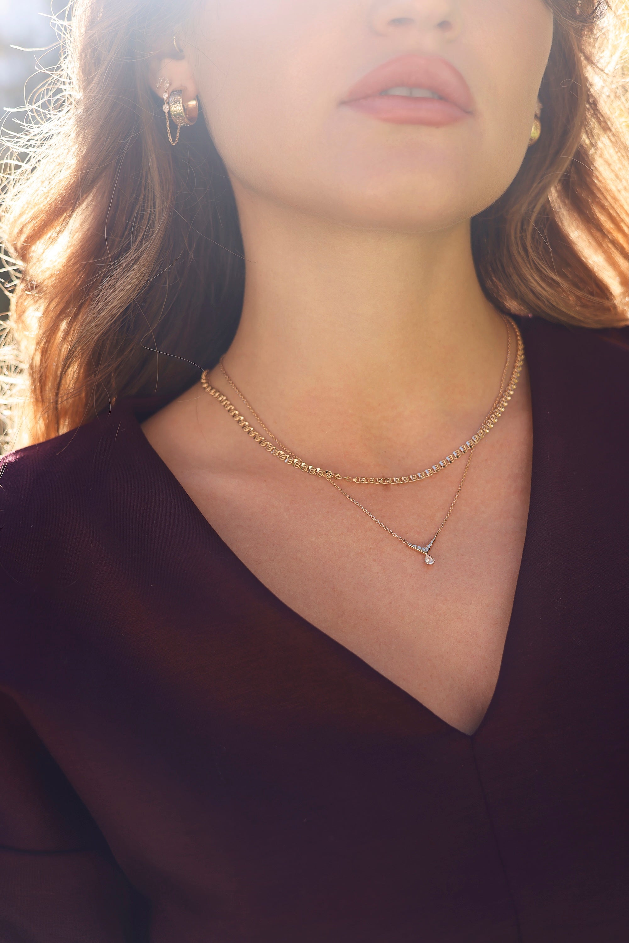 Collier doré Delilah en maille fine - Bijou porté