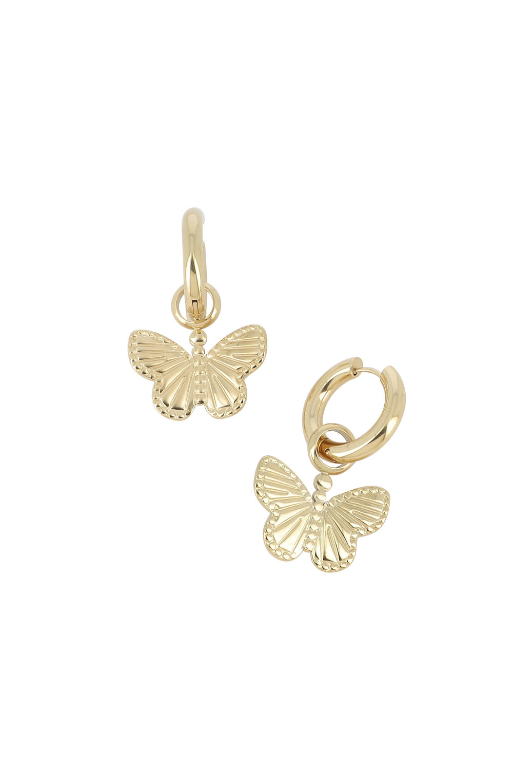 Créoles dorées Palma pendentif papillon - Bijou photographié sur fond blanc