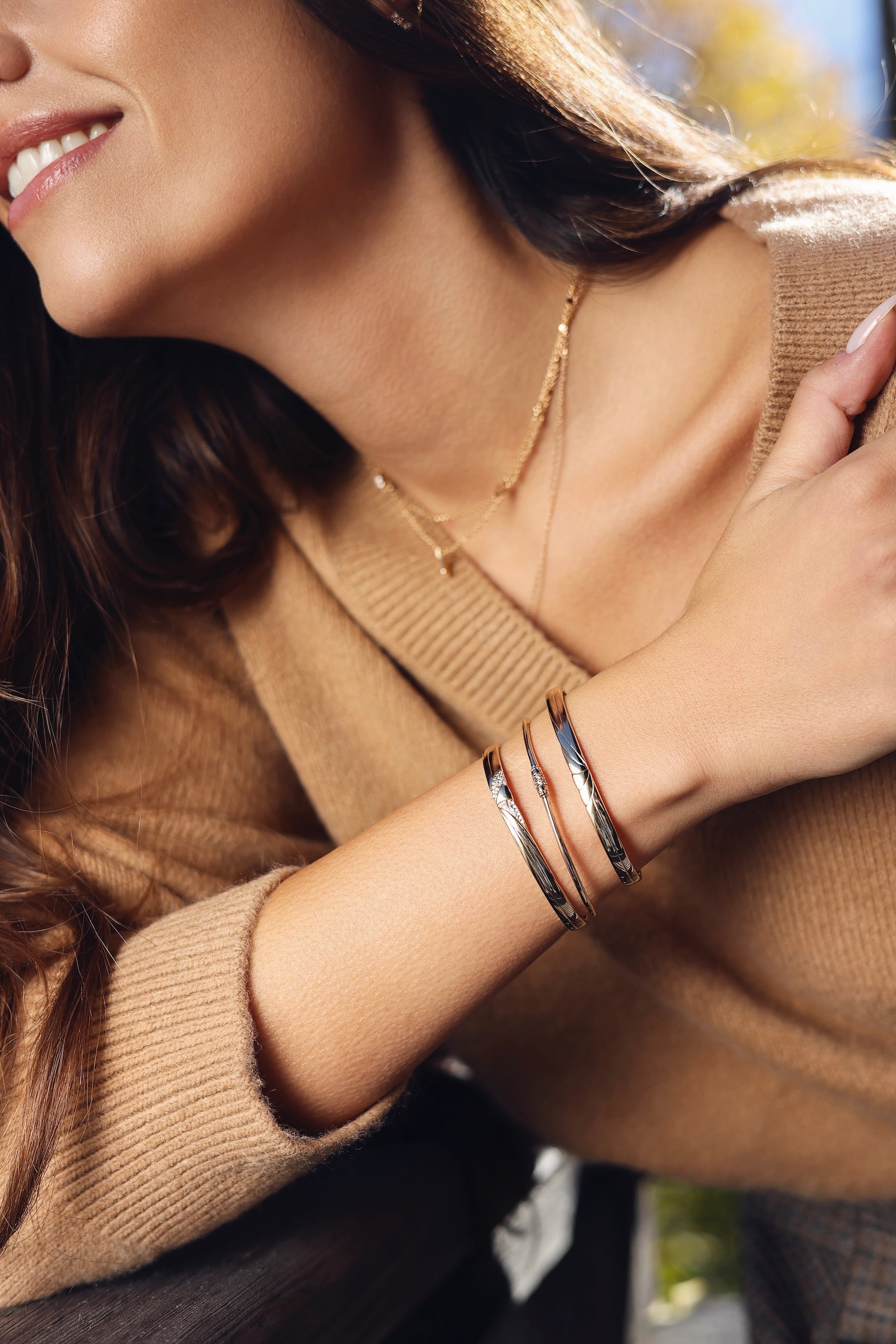 Bracelet jonc doré Linnea - Bijou porté
