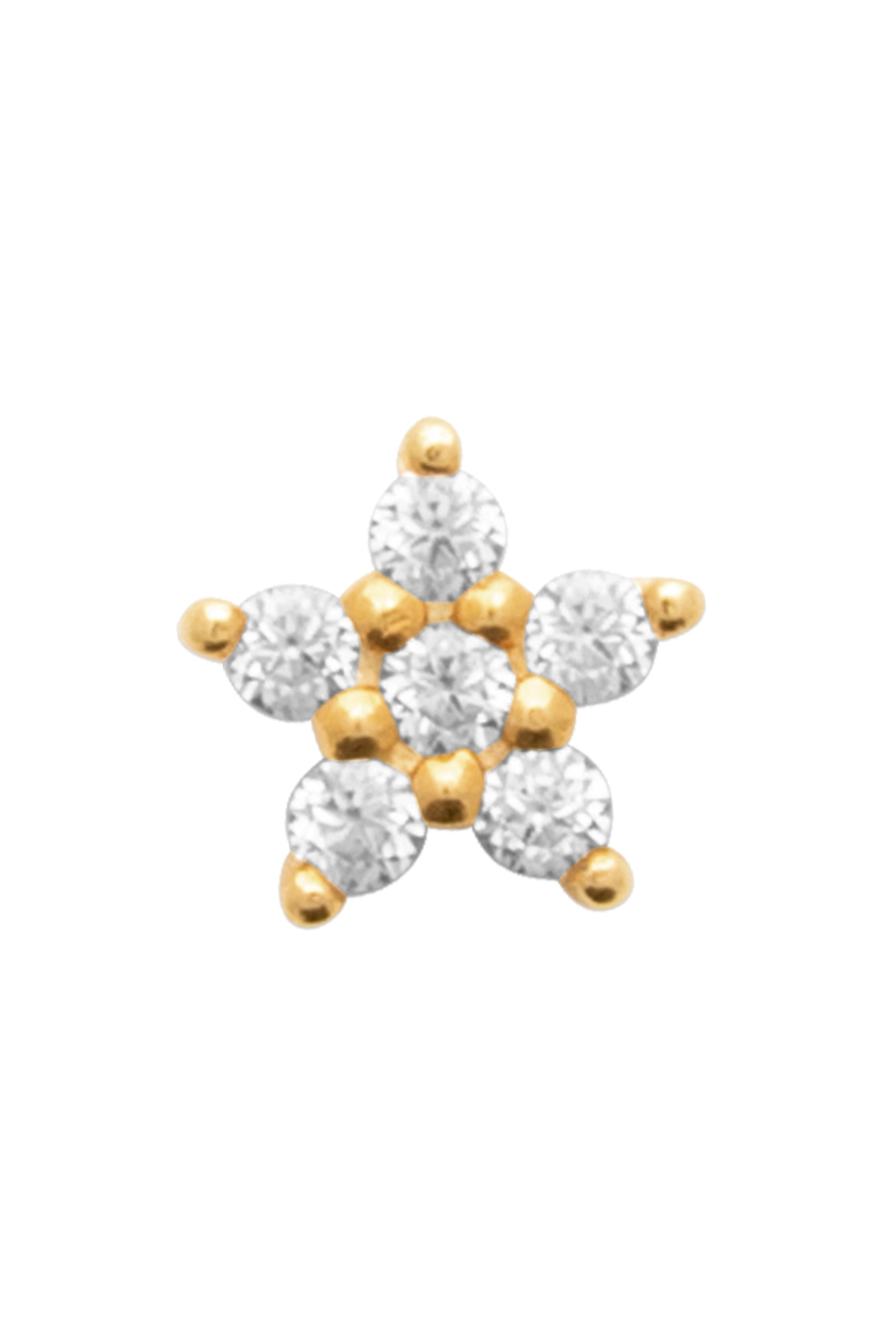 Piercing doré Amaryllis fleur zircons - Bijou photographié sur fond blanc