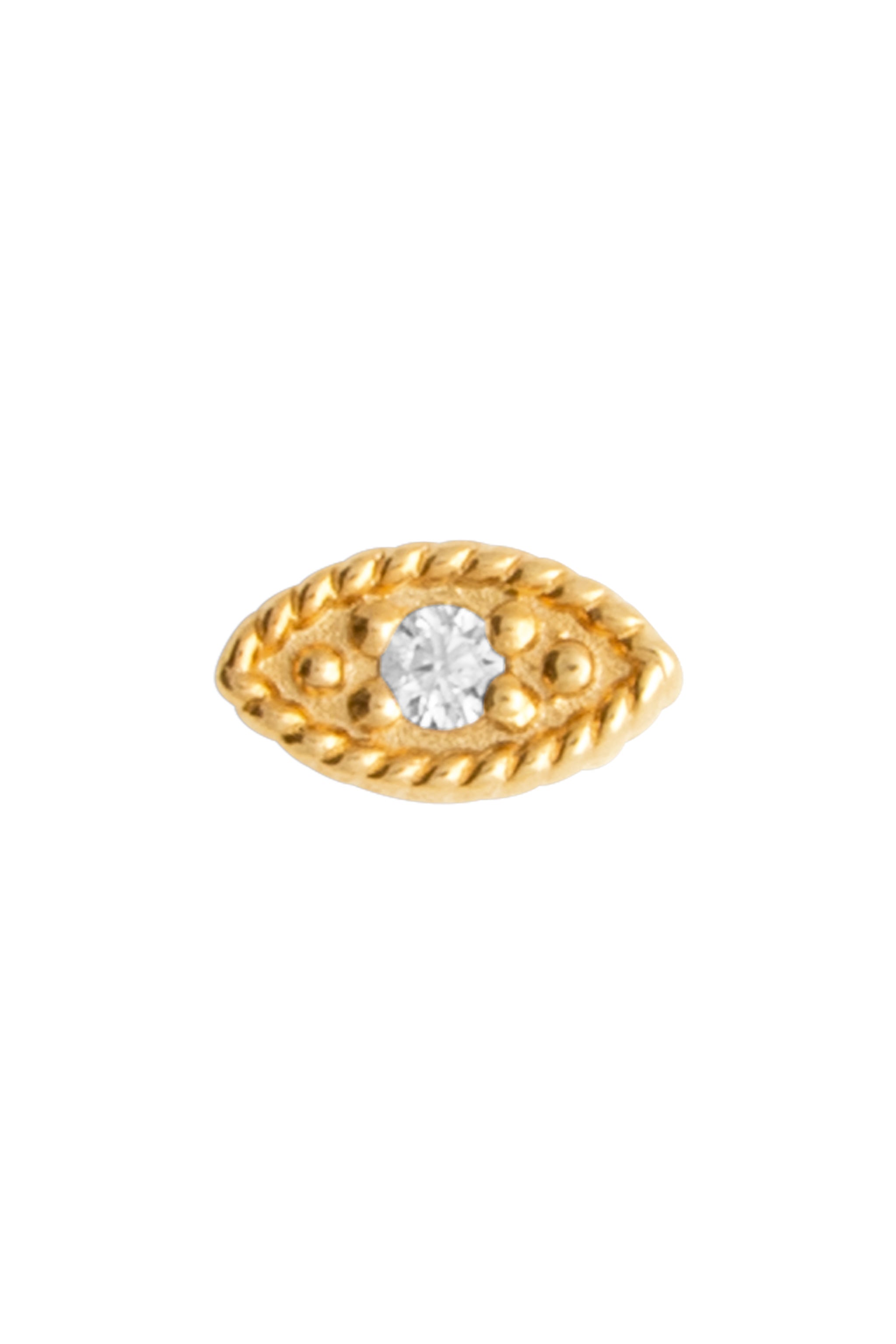 Piercing doré Aruma œil zircon - Bijou photographié sur fond blanc