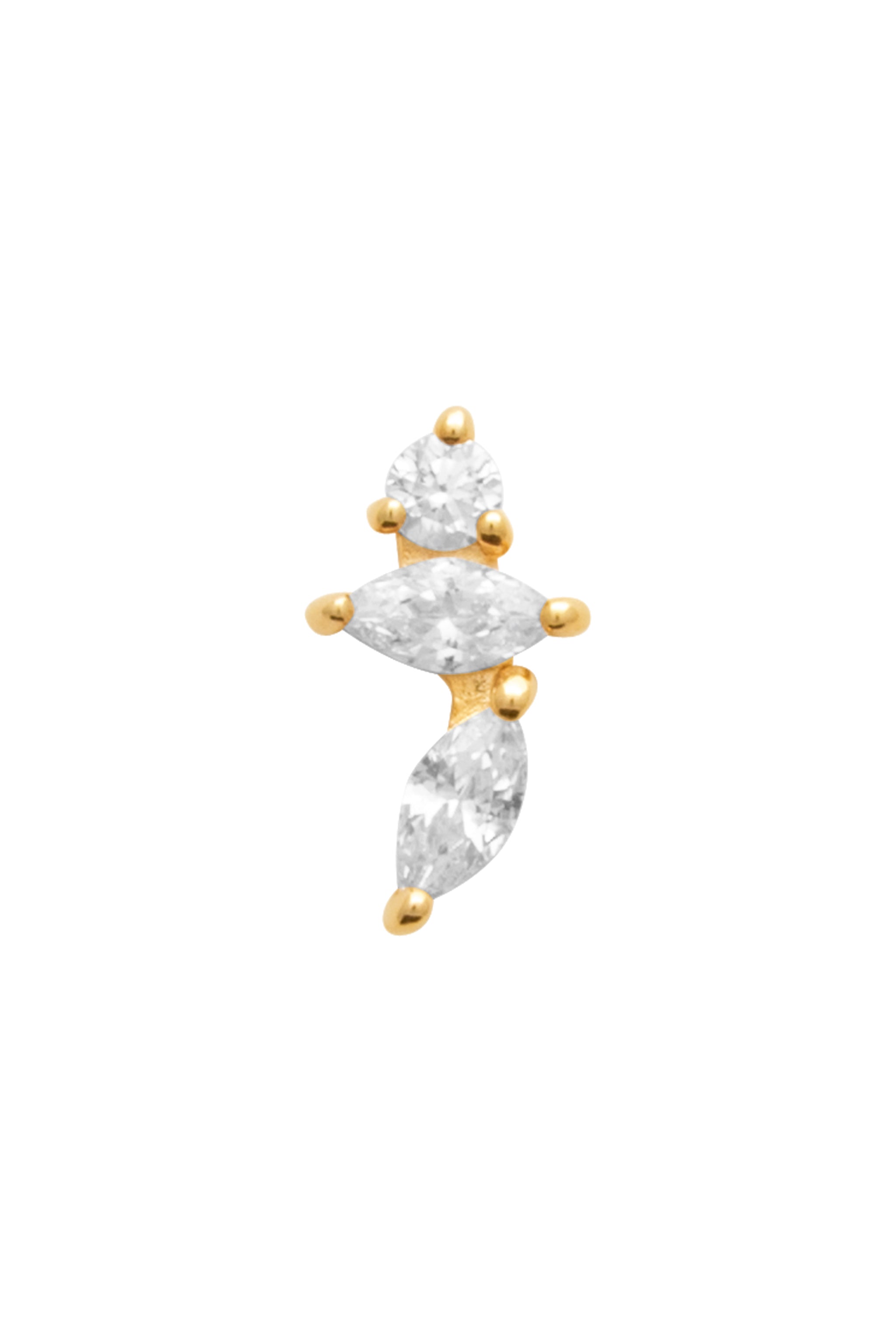 Piercing doré Camélia zircons - Bijou photographié sur fond blanc