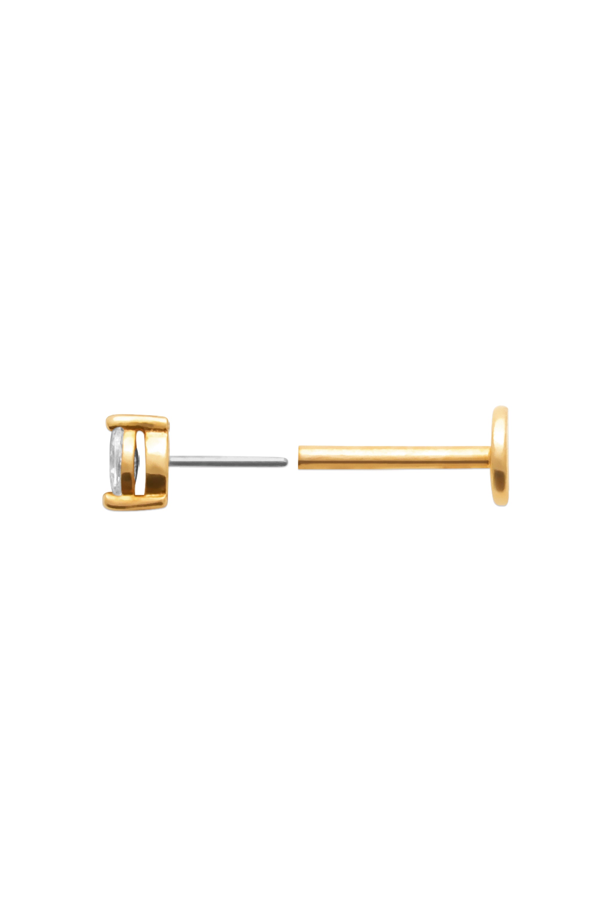 Piercing doré Cyma zircon - Bijou photographié sur fond blanc