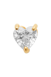 Piercing doré Lys zircon en forme de cœur - Bijou photographié sur fond blanc