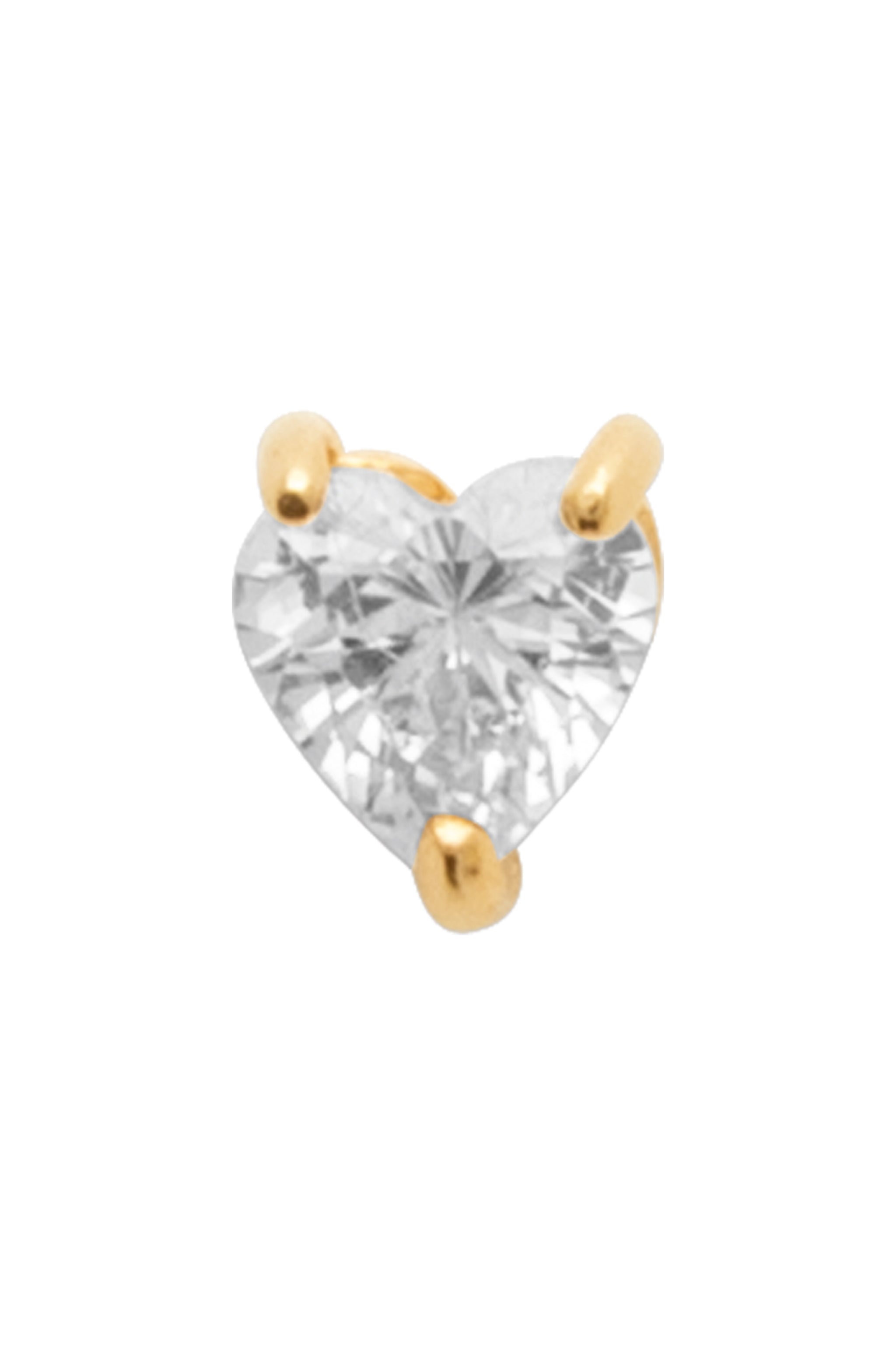Piercing doré Lys zircon en forme de cœur - Bijou photographié sur fond blanc