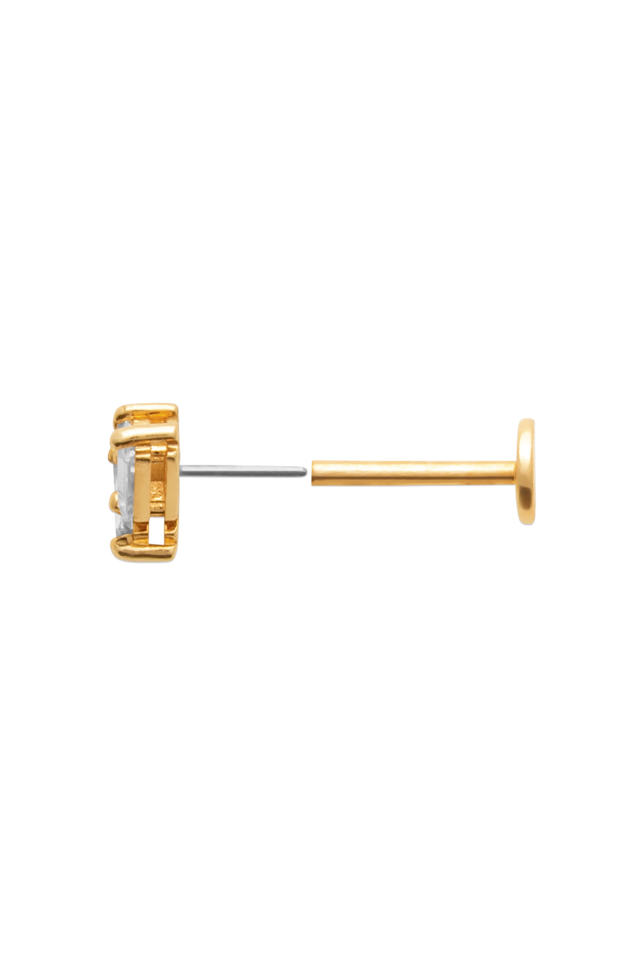 Piercing doré Myo zircons - Bijou photographié sur fond blanc