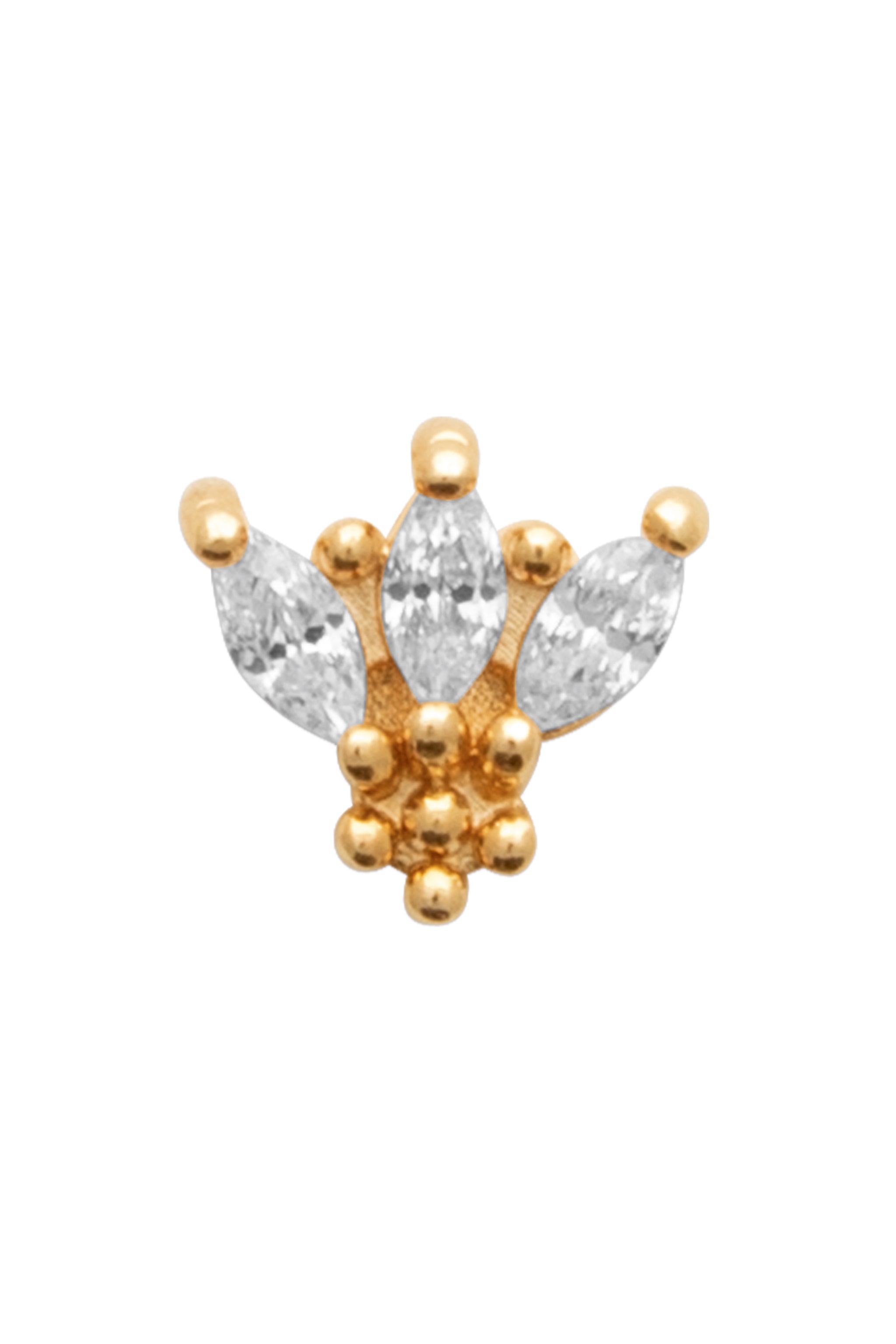 Piercing doré Rosanne quart de fleur zircons - Bijou photographié sur fond blanc