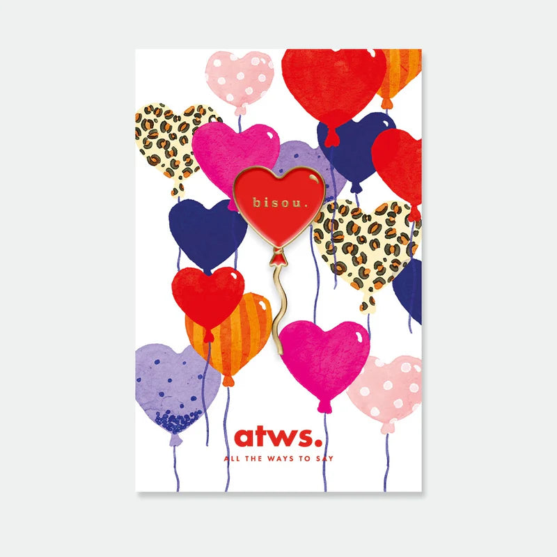 Pin's doré ballon rouge en forme de cœur - Accessoire