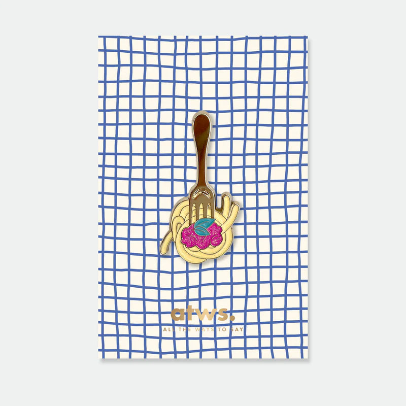 Pin's doré fourchette et spaghetti - Accessoire