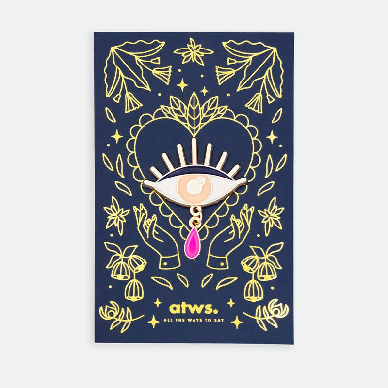 Pin's doré œil avec pendentif goutte - Accessoire